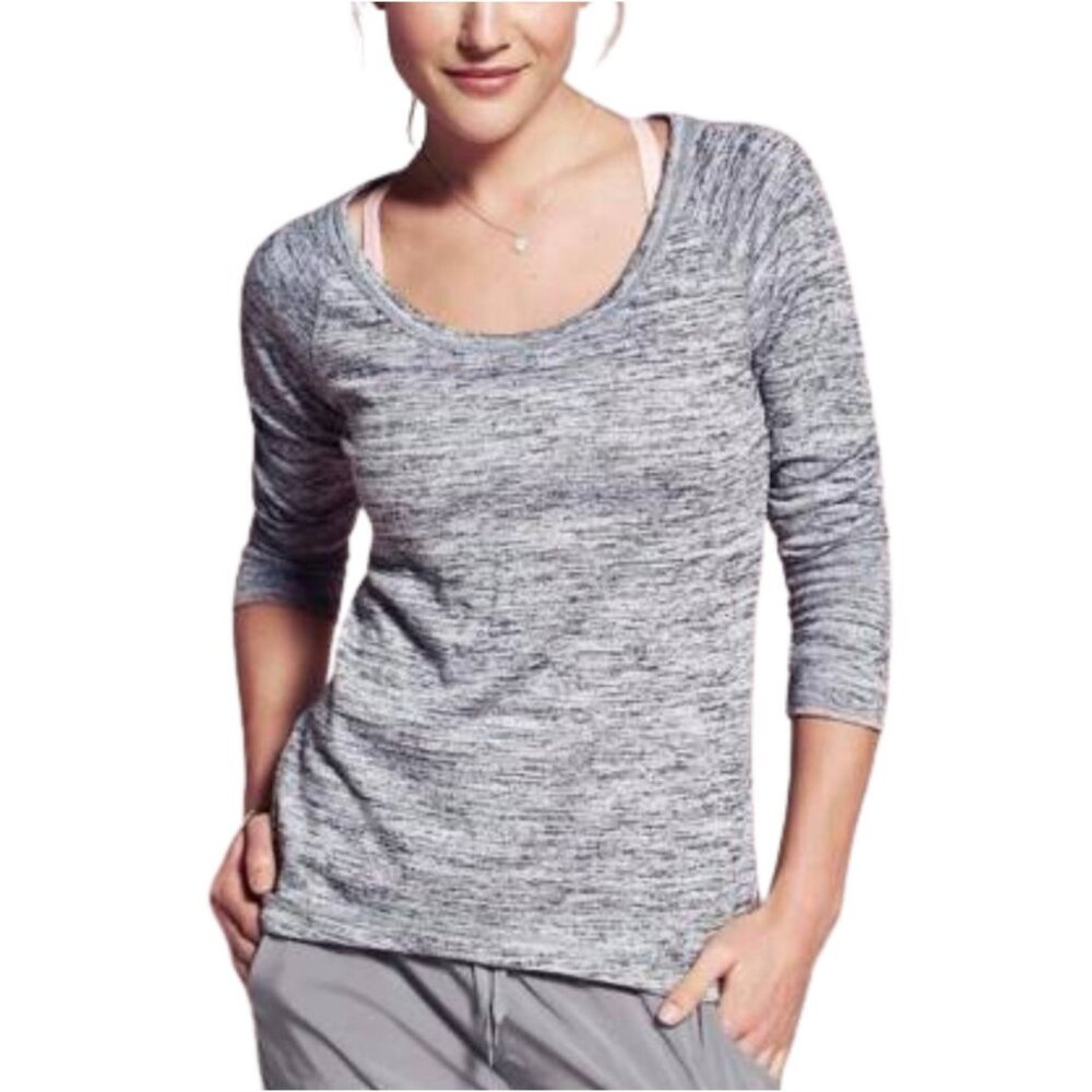 Athleta No‎ Sweatin It Sharkbite Hi-Low top in heathered gray 1X